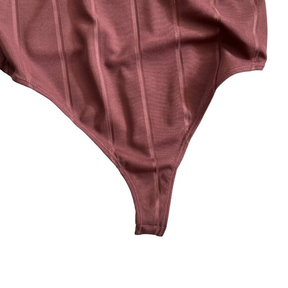 Michael Costello x Revolve Hattie Cold Shoulder Ribbed Bodysuit Mauve XL NWT - Picture 8 of 16